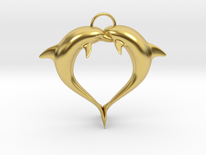 Dolphin Heart in Polished Brass