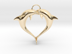 Dolphin Heart in 14k Gold Plated Brass