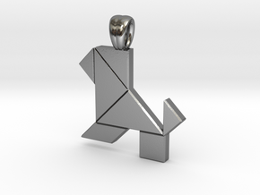 Lion tangram in Polished Silver
