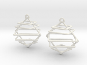 Abstract square sequenced earrings in White Natural Versatile Plastic
