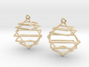 Abstract square sequenced earrings in 14K Yellow Gold