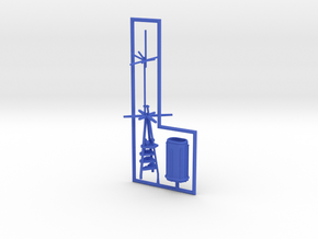 1/600 A-125 Design (Improved Mutsu) Mast & Funnel in Blue Smooth Versatile Plastic