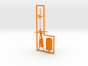 1/600 A-125 Design (Improved Mutsu) Mast & Funnel in Orange Smooth Versatile Plastic