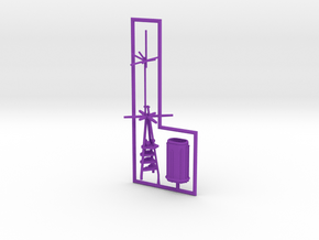 1/600 A-125 Design (Improved Mutsu) Mast & Funnel in Purple Smooth Versatile Plastic