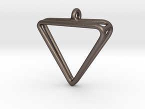 2Triangles Pendant in Polished Bronzed Silver Steel: Large