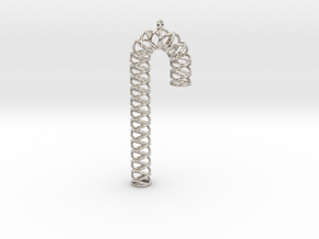 Candy Cane,74mm in Rhodium Plated Brass