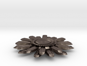 Sunflower Pendant in Polished Bronzed Silver Steel