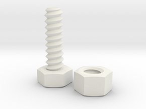 Bolt 8x25 and Nut (standard)  in White Natural TPE (SLS)
