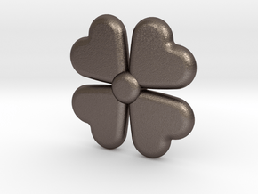 Four Leaf Clover in Polished Bronzed-Silver Steel