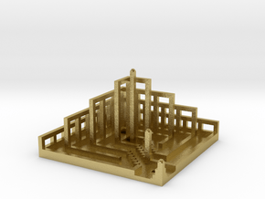 Square Pyramidal Labyrinth  in Natural Brass: Extra Small
