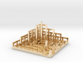 Square Pyramidal Labyrinth  in 14k Gold Plated Brass: Extra Small