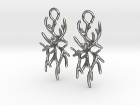 Coral Small Earrings in Natural Silver