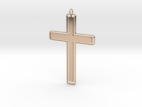 Solid Outlíne Cross Pendant in 9K Rose Gold : Extra Small
