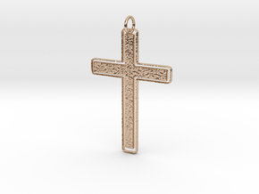 Stones Outlíne Cross Pendant in 9K Rose Gold : Extra Small