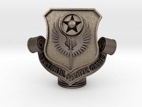 3D AFSOC Patch trophy topper in Polished Bronzed-Silver Steel