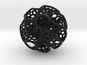 X-mas ball Voronoi Gyroid in Black Smooth Versatile Plastic