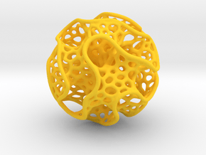 X-mas ball Voronoi Gyroid in Yellow Smooth Versatile Plastic
