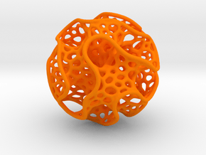 X-mas ball Voronoi Gyroid in Orange Smooth Versatile Plastic