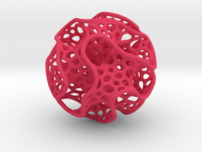 X-mas ball Voronoi Gyroid in Pink Smooth Versatile Plastic