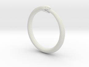 Snake Bracelet_B03 _ Ouroboros in White Natural Versatile Plastic: Extra Small