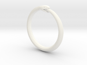 Snake Bracelet_B03 _ Ouroboros in White Smooth Versatile Plastic: Extra Small
