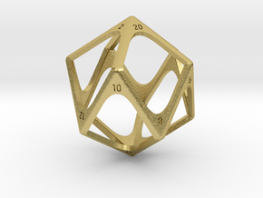 D20 Loop Dice (oversized) in Natural Brass