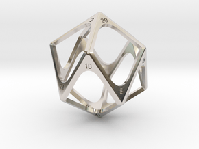 D20 Loop Dice (oversized) in Rhodium Plated Brass
