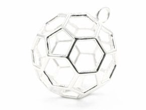 Buckyball Pendant in Polished Silver