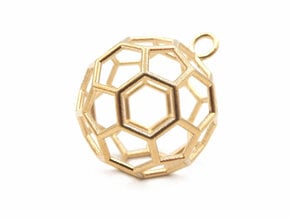 Buckyball Pendant in Natural Brass