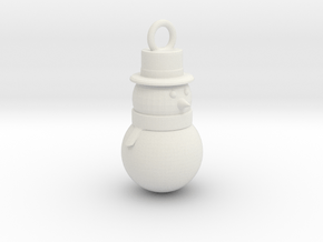 Snowman Ornament in White Natural Versatile Plastic: Small