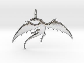 Dragon Fantasy Silhouette Pendant  in Polished Silver
