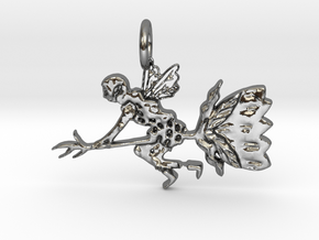 Fairy Flower Fantasy Pendant  in Polished Silver