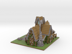 Minecraft Rustic Wooden House in Natural Full Color Sandstone