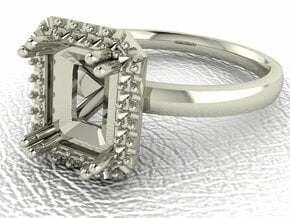 Emerald cut with a halo NO STONES SUPPLIED in 14k White Gold