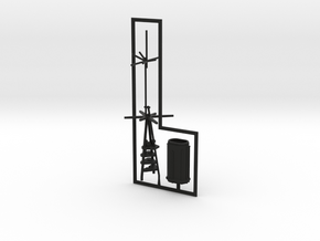 1/700 A-125 Design (Improved Mutsu) Mast & Funnel in Black Smooth Versatile Plastic