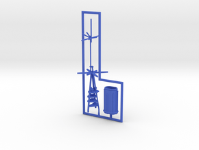 1/700 A-125 Design (Improved Mutsu) Mast & Funnel in Blue Smooth Versatile Plastic