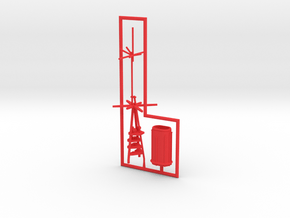 1/700 A-125 Design (Improved Mutsu) Mast & Funnel in Red Smooth Versatile Plastic