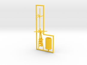 1/700 A-125 Design (Improved Mutsu) Mast & Funnel in Yellow Smooth Versatile Plastic