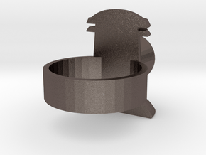 Revised design-Alan Scott GL ring in Polished Bronzed Silver Steel