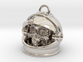 Astronaut Skull in Rhodium Plated Brass: Small