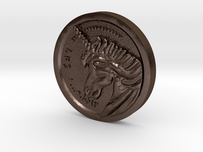 RE2 Classic Unicorn Medal in Polished Bronze Steel