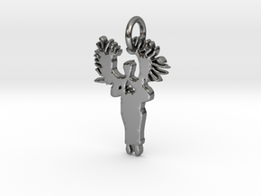 Guardian Angel Pendant in Polished Silver
