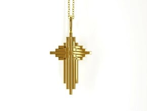 Quilter's Cross Pendant - Christian Jewelry in 14k Gold Plated Brass
