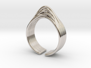 Vertical braided ring in Rhodium Plated Brass
