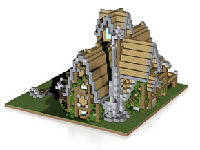 Minecraft Rustic Wooden House in Natural Full Color Sandstone