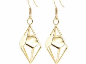 Deltohedron Earrings in Polished Brass