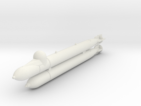 1/144 Marder midget submarine w/ G7e T3 torpedo in White Natural Versatile Plastic