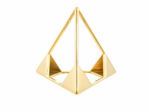 Tetrahedron Pendant in 18k Gold Plated Brass: Large