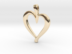 Beautiful 9k Solid Gold Heart Pendant in 14k Gold Plated Brass