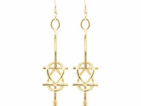 Double Ankh Earrings in Polished Brass
